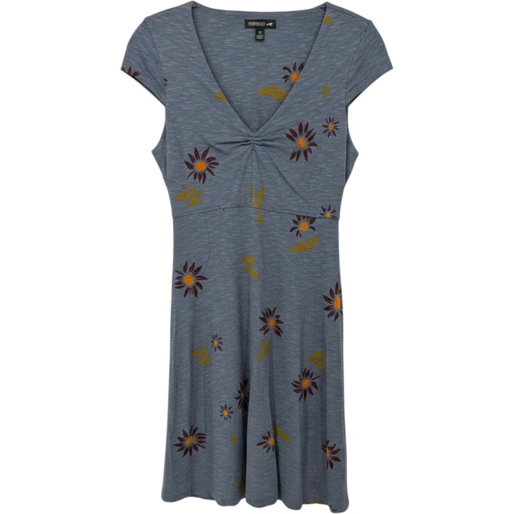 Toad&Co Dress Women XS Blue Floral Tencel Organic Cotton Stretch Mini Gorpcore
